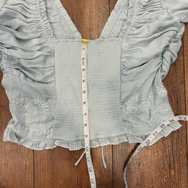 NWT Free People Veronica Embroidered Top Baby Blue Women's Size M $128 SOLD OUT - Image 7