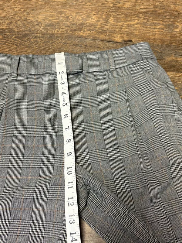 American Eagle High-Rise Baggy Wide Leg Trouser Pant Womens 6 Gray Plaid Stretch - Image 5