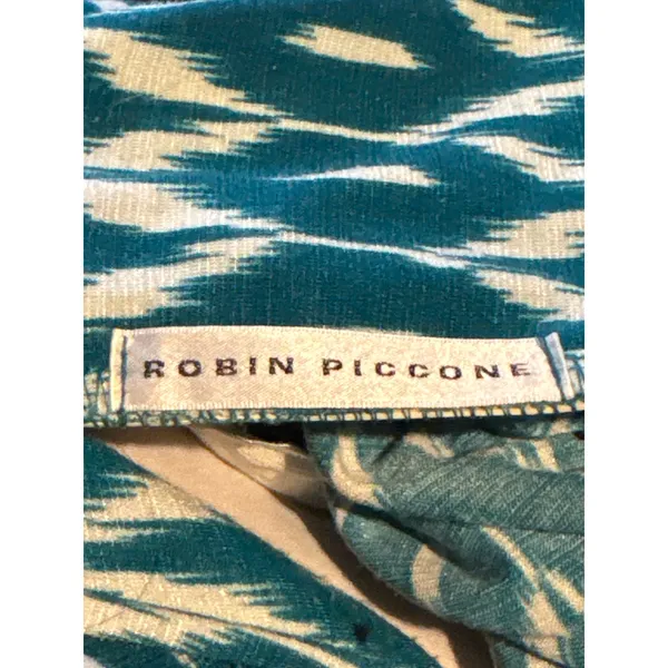 Robin Piccone Maxi Dress Women's Large Blue White Geometric Halter Stretch - Image 7