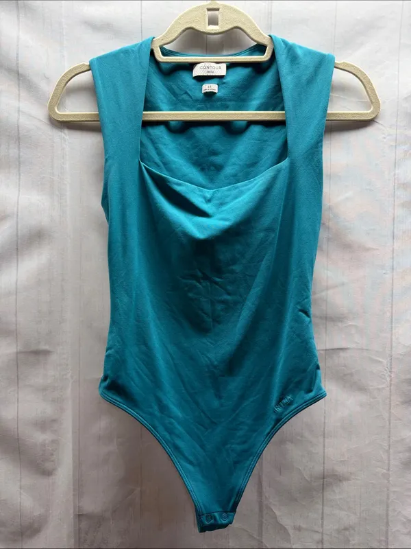 Aritzia Oxidized Teal Original Contour Esteem Square Neck Bodysuit Size XS - Image 8