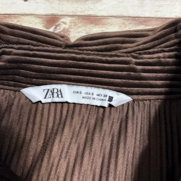 Zara Oversized Corduroy Shacket Button Down Shirt Small Chocolate Brown - Image 4