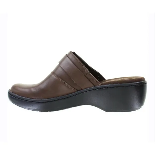Women's Clarks Delana‎ Misty Dark Brown Leather Mule Clogs Size 11 - Image 2