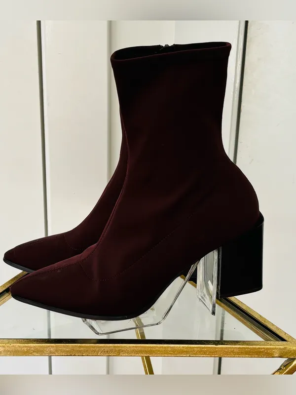 Aldo Adwigocia satin sock ankle bootie brown size 10 - Image 4
