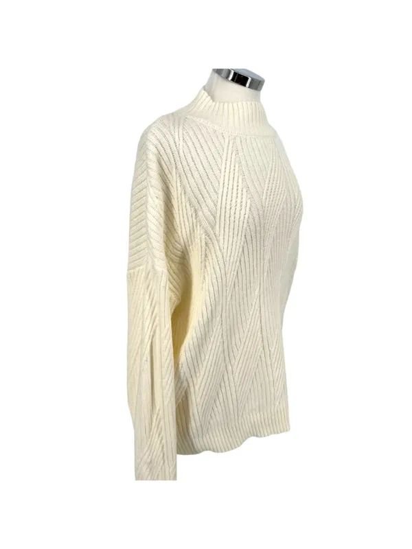 Market & Spruce Shaker Mock Neck Sweater Cream Size XXL NWT Minimalist Luxury - Image 6
