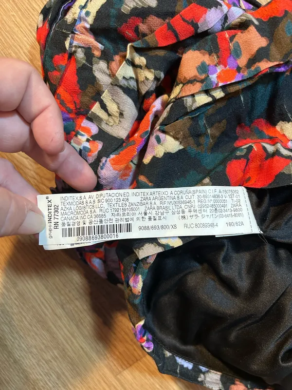 Zara XS Black Multicolor Floral Ruffle Knot Draped High-Waist Mini Skirt - Image 5