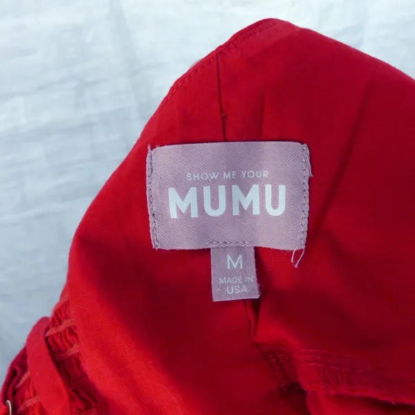 Show Me Your Mumu Allegra Midi Dress Womens M Red Spaghetti Strap Pockets FLAW - Image 10