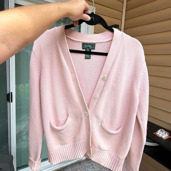 Ralph Lauren 100% cotton pink button-down cardigan in a size S - Image 3