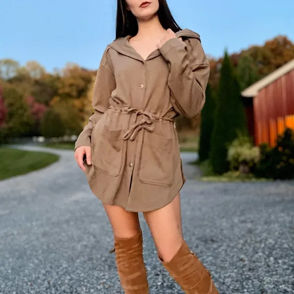 Free People Beach Relaxed Fit Cotton Knit Oversized Cardigan Tunic Mini Dress XS - Image 2