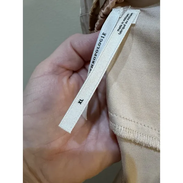 By Anthropologie Colorblock Satin Slip Dress Lounge Wear size XL cream color - Image 8
