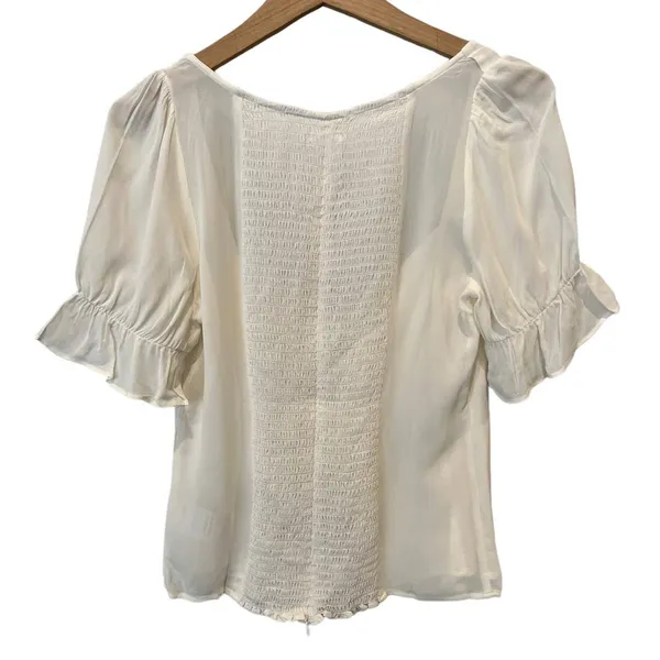 Reformation Delevan Ruffle Sleeve Top Size 10 - Image 2