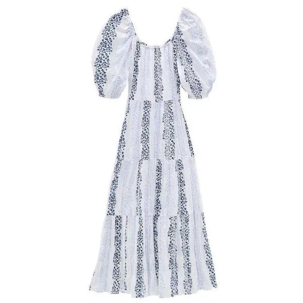 ✨ZARA Bloggers Favorite Printed & Embroidered blue white maxi Sz Medium dress✨ - Image 6