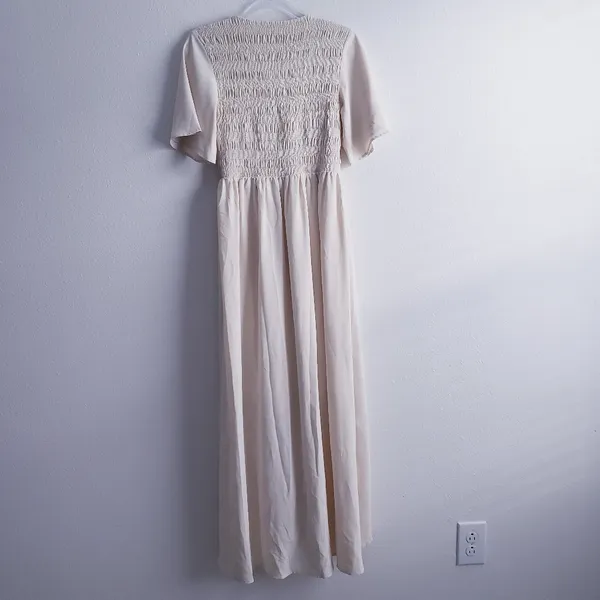 Anthropologie Roolee Ruched Bust V-Neckline Mock Wrap Midi Dress - Image 7