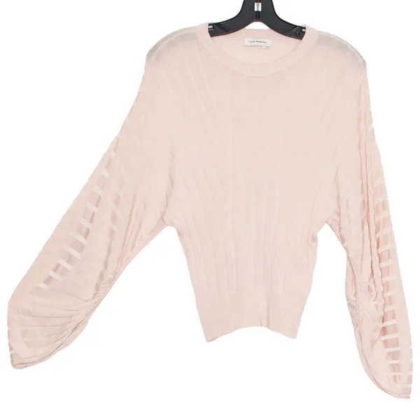 Club Monaco Top Dolman Sleeve Cottage Romantic Statement Y2K Ribbed Pink Medium - Image 7