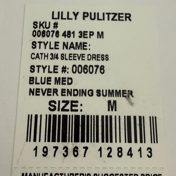 Lilly Pulitzer Cath 3/4 Sleeve Dress M NWT Never Ending Summer 100% cotton - Image 7