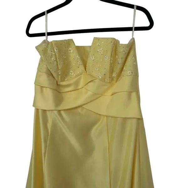 Vintage Jessica McClintock Gunne Sax Women 15 Yellow Strapless Beaded Gown Prom - Image 5