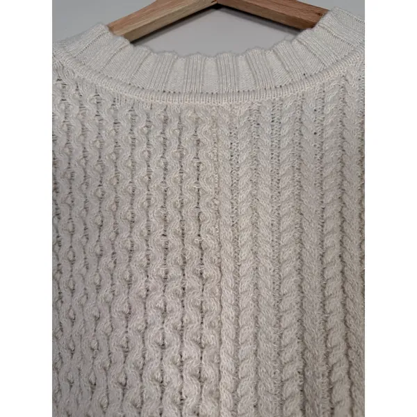 Altar'd‎ State Womens Cream Cable Knit V-Neck Sweater Vest High-Low Oversized M - Image 4