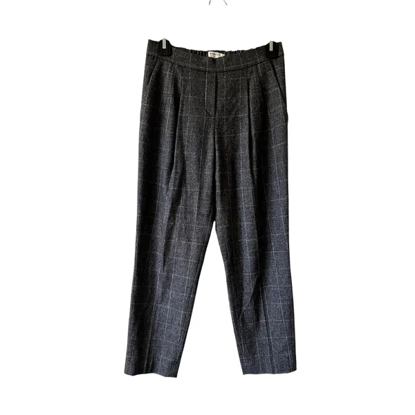 Aritzia Babaton wool cashmere gray plaid checked pants size 2 DRM - Image 2