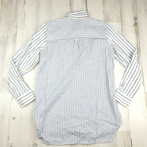 Madewell Ex-Boyfriend Shirt XS Blue White Stripe Button Down Cotton Top - Image 3
