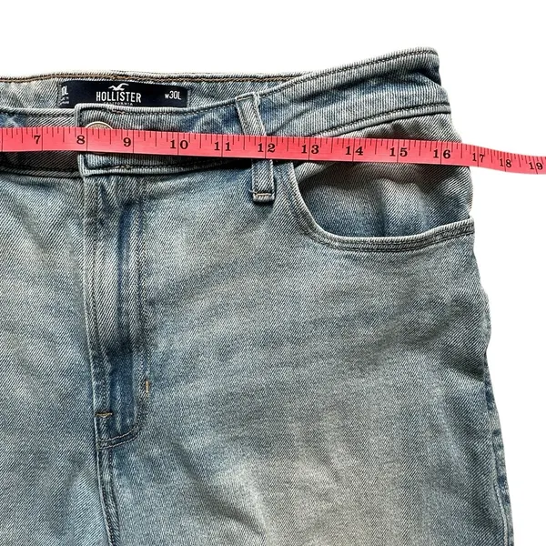 Hollister Ultra‎ High Rise Dad Jeans 10L Light Wash Ripped Knees Straight Leg - Image 4