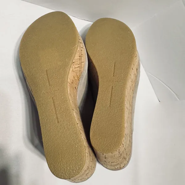Dolce Vita Sandals Ross Womens Beige Suede Cork‎ Wedge Platform High heels 8.5 - Image 6
