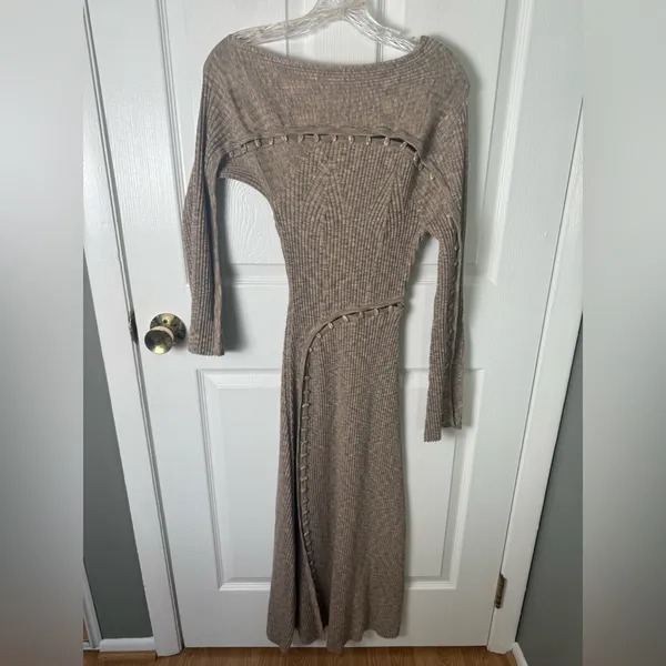 Cult Gaia Rosalia Knit Midi Dress in Canyon Tan M - Image 2