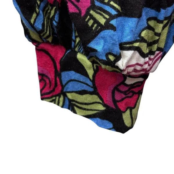 Anthropologie Tiny Womens Finley Faux Wrap Top Black Pink‎ Floral Long Sleeve M - Image 3