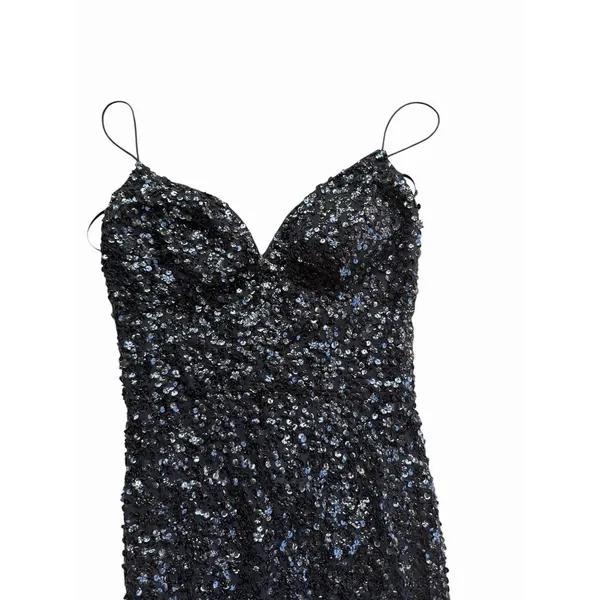 $498 Sherri Hill Black Sequin Mermaid Formal Gown Dress 4 Sweetheart Prom Hoco - Image 4