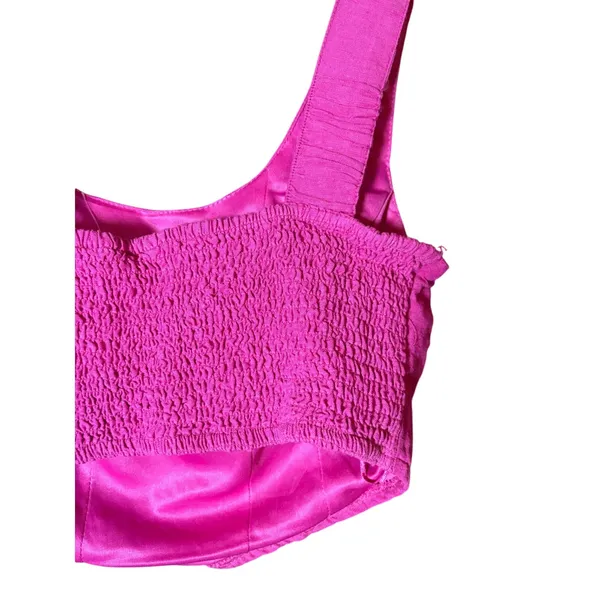 Midnight Sky Pink Crop Top Sleeveless Corset Linen‎ Blend - Image 6