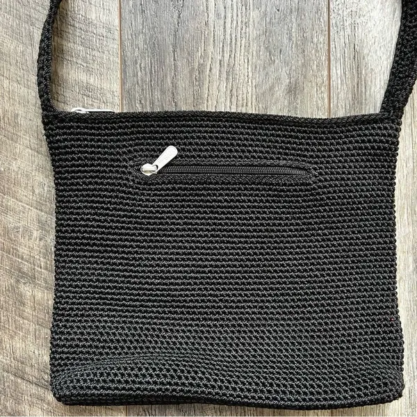 The Sak Original Crochet Knit Black Purse Shoulder Bag Medium Handbag - Image 3