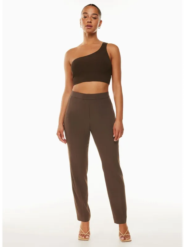 Aritzia Babaton Conan Pant Coffee Bean Brown Slim Straight Trousers Size 4 - Image 14