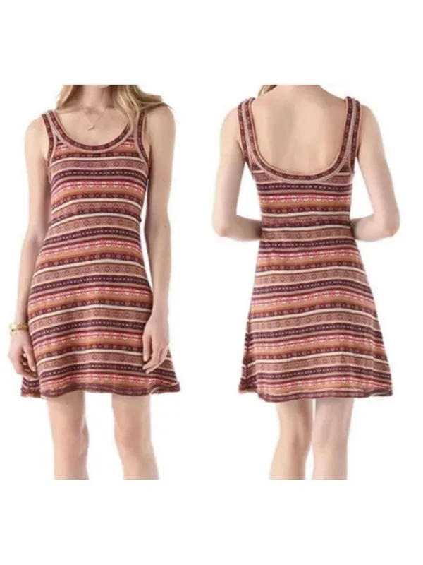 Free People Fair Isle Sweater Dress Fit & Flare Wool Blend PS - Image 2