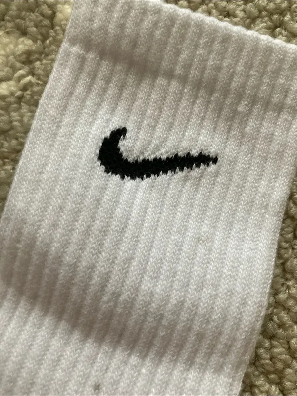 Nike White Crew Athletic Socks with Black Swoosh - Image 3