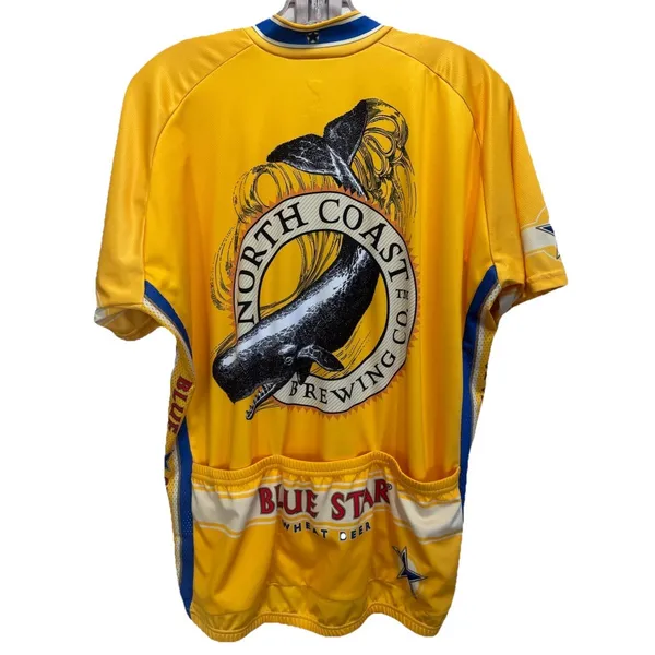 Retro Cycling‎ Jersey 2XL Full Zip Short Sleeve Yellow/Blue Paps Blue Ribbon EUC - Image 4