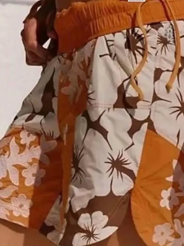 NWT FP Movement Orange Brown Floral Drawstring Athletic Running Shorts Size S - Image 10