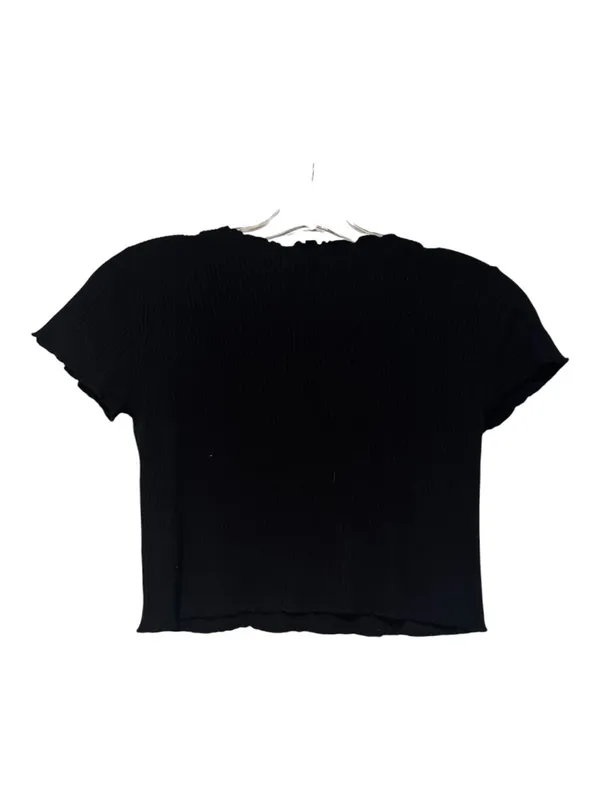 Brandy Melville Black Ribbed Cropped Short Sleeve Top One Size Fits Small EUC - Image 3