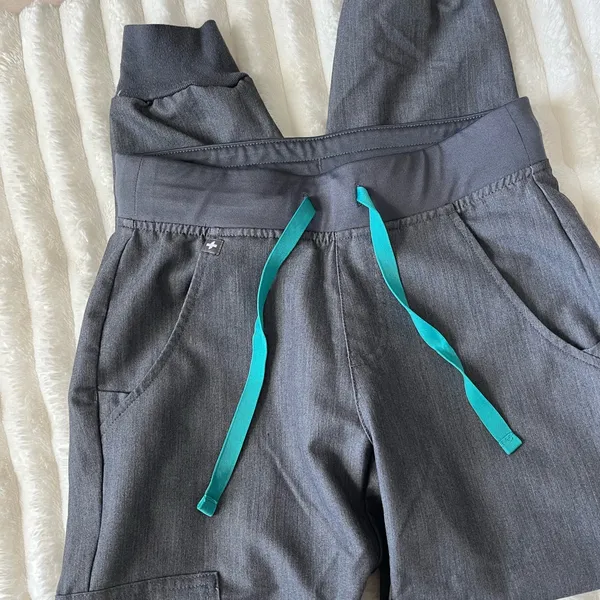 Figs technical collection gray teal jogger scrub pants - Image 2