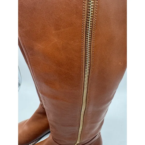 Elaine Turner boots Size 8.5 Cognac Leather Zip Equastrian Knee Tall Never Worn - Image 4