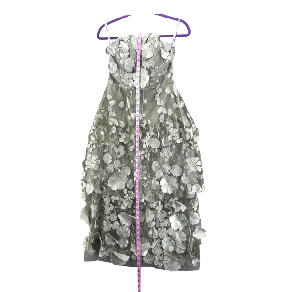 Fairy Floral Fantasy Midi Dress 2 Corsette Back Dusty Sage Embroidery Tulle - Image 14