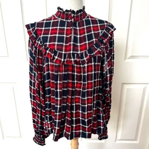 Free People Charlie ruffle plaid top NWT size XS - Image 6
