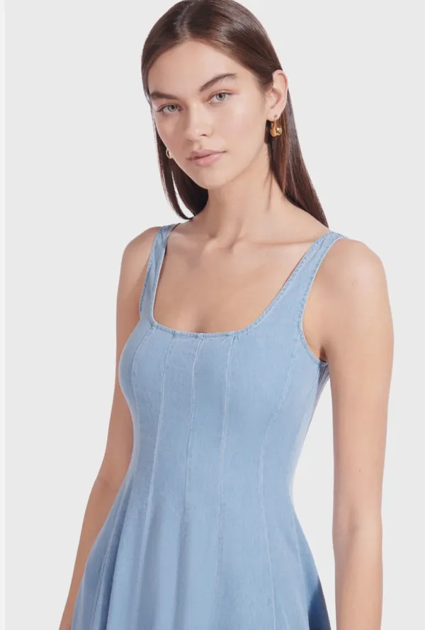 Staud wells dress in light denim - Image 2
