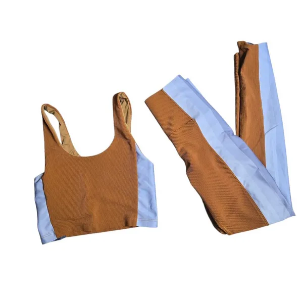 Beach Riot Women's Colorblock Brown/Blue Workout Set‎ Size: XS - Image 2