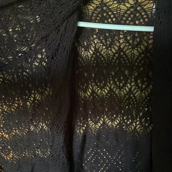 One A Black Crochet Sleeveless Sweater Vest Cardigan - Image 2