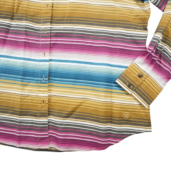 Ariat Women's‎ Large Serape Stripe Western Shirt Tencel Pink Tan Rodeo Cowgirl - Image 3