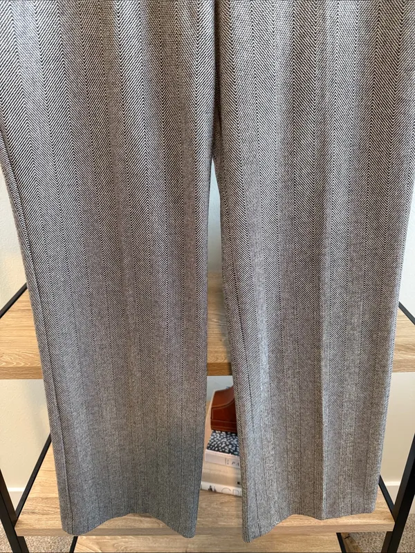 Express Editor Wide Leg Mid Rise Jacquard Woven Career Dress Pant Trouser, 12 - Image 3
