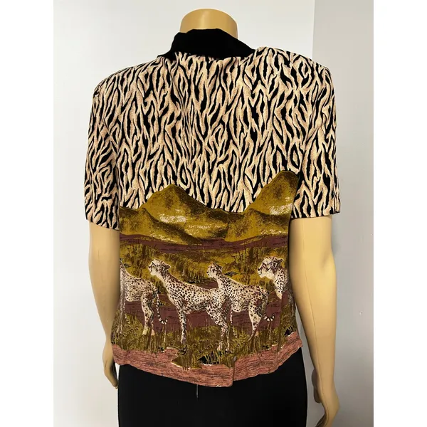 Karin Stevens Vintage 90s Safari Zebra Cheetah Print Maxi Dress Set Size 12 M - Image 7