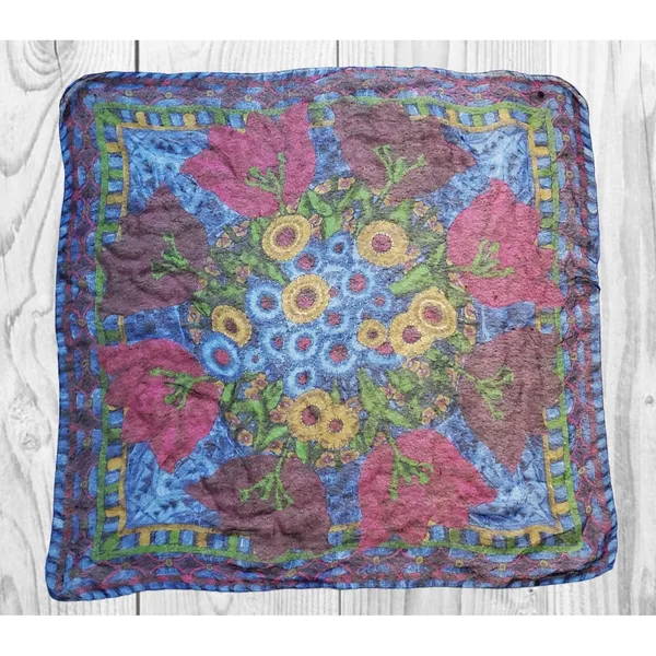 Kenzo Handkerchief Scarf Floral Women Large Semi Sheer Vintage Luxury Old Money - Image 8