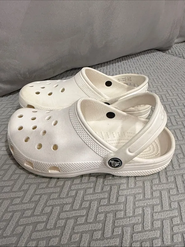 Crocs White Unisex J 3 Women’s 5 Classic Clogs boys women’s men - Image 4