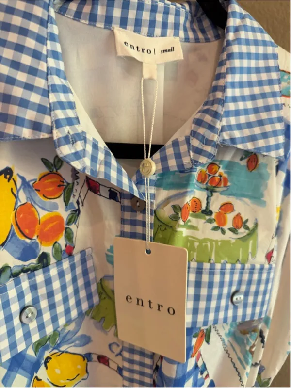Entro Capri Lemon Mini Dress in Blue Size S - Image 6