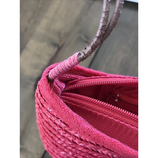 Y2K Straw Baguette Bag Womens Size S‎ Red Woven Wheat Straw Vintage Boho - Image 3
