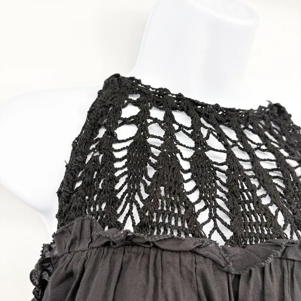 Cleobella Womens Gia Black Crochet Organic Cotton Boho Beachy Mini Dress Size S - Image 3